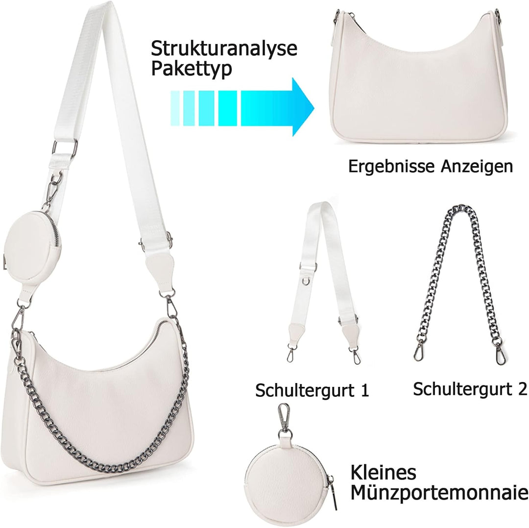 myfriday Schultertasche für Damen Hobo Crossbody Bag Umhängetasche PU-Leder Handtasche mit Kleine Mü