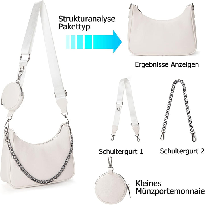 myfriday Schultertasche für Damen Hobo Crossbody Bag Umhängetasche PU-Leder Handtasche mit Kleine Mü