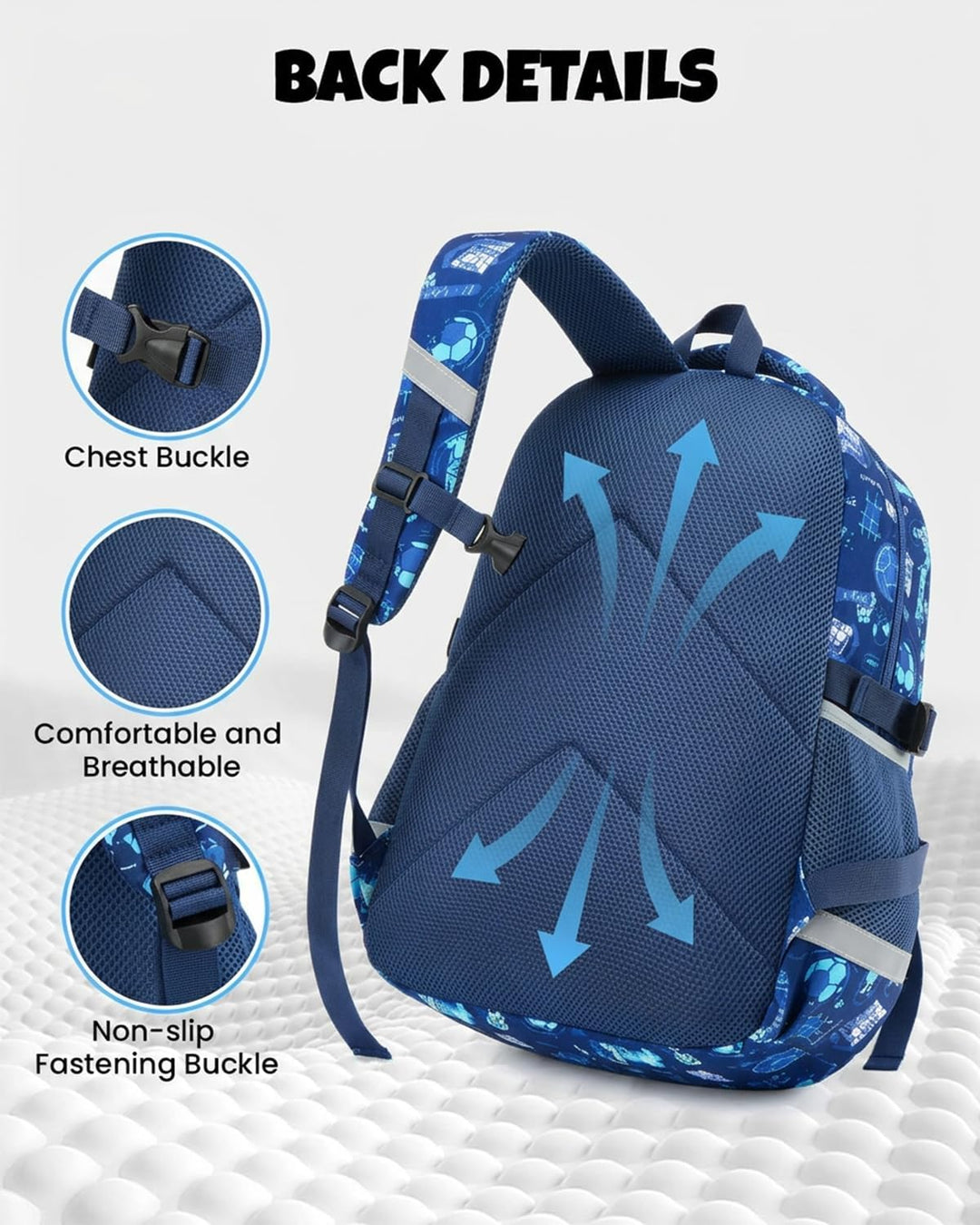 Amythe Schulrucksack Jungen Teenager, Schultasche Kinder mit Reflektoren für 1. bis 4. Klasse, Leuch