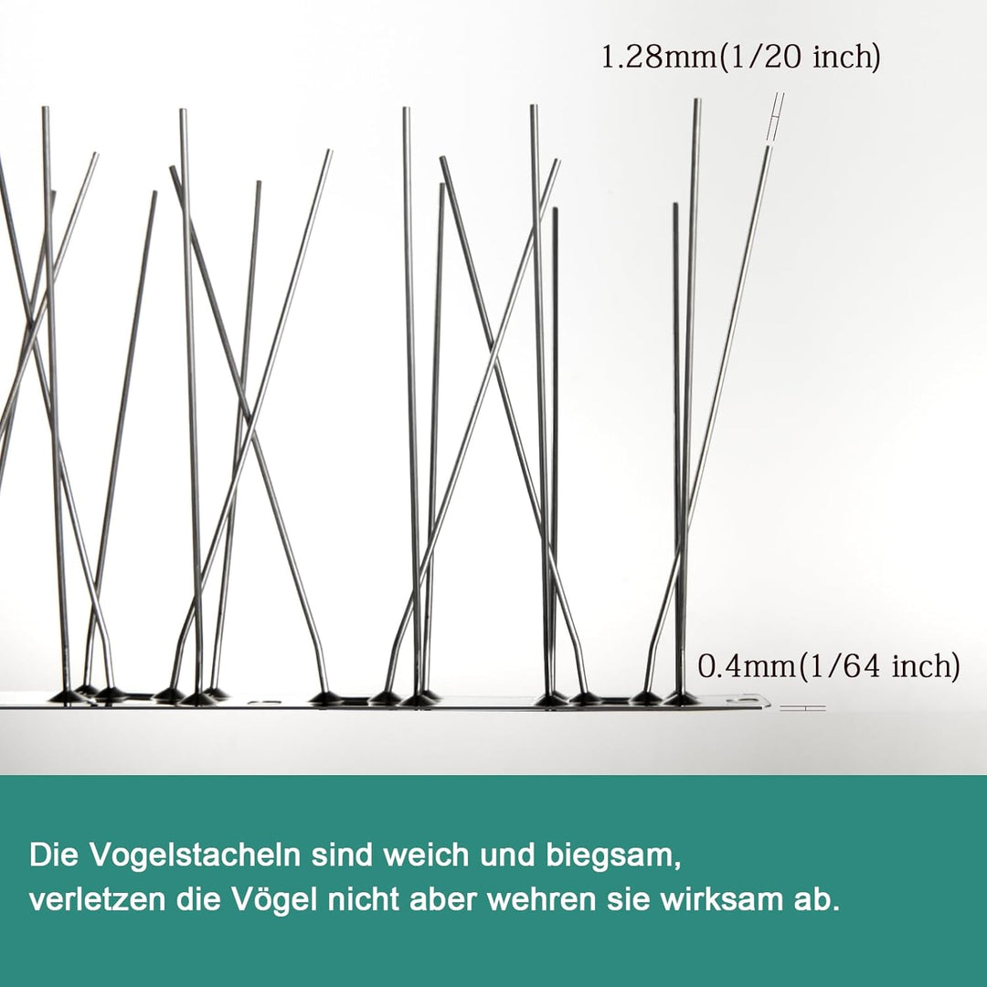 OFFO Taubenabwehr Bird Spikes Edelstahl Vogelabwehr 4,1 m, Vogelabwehrspiesse Vogelschreck und Vogel
