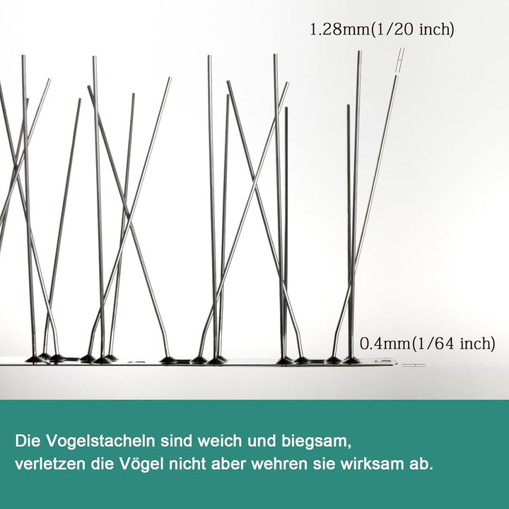 OFFO Taubenabwehr Bird Spikes Edelstahl Vogelabwehr 4,1 m, Vogelabwehrspiesse Vogelschreck und Vogel