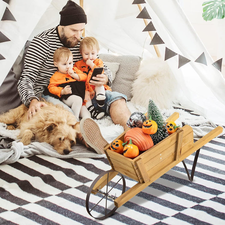 COSTWAY Blumenwagen, Pflanzwagen mit 9 magnetischen Zubehörteilen & 1 Eisenrad & 2 Griffen, Blumenka
