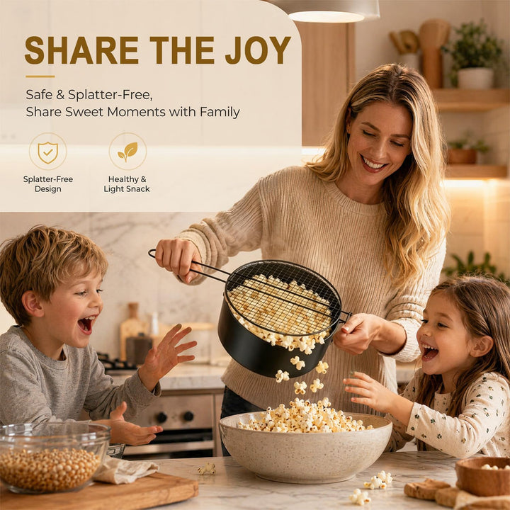 Popcorn Maker Lagerfeuer aus Kohlenstoffstahl, Outdoor Popcorn-Pfanne mit Hitzebeständigem Sicherhei