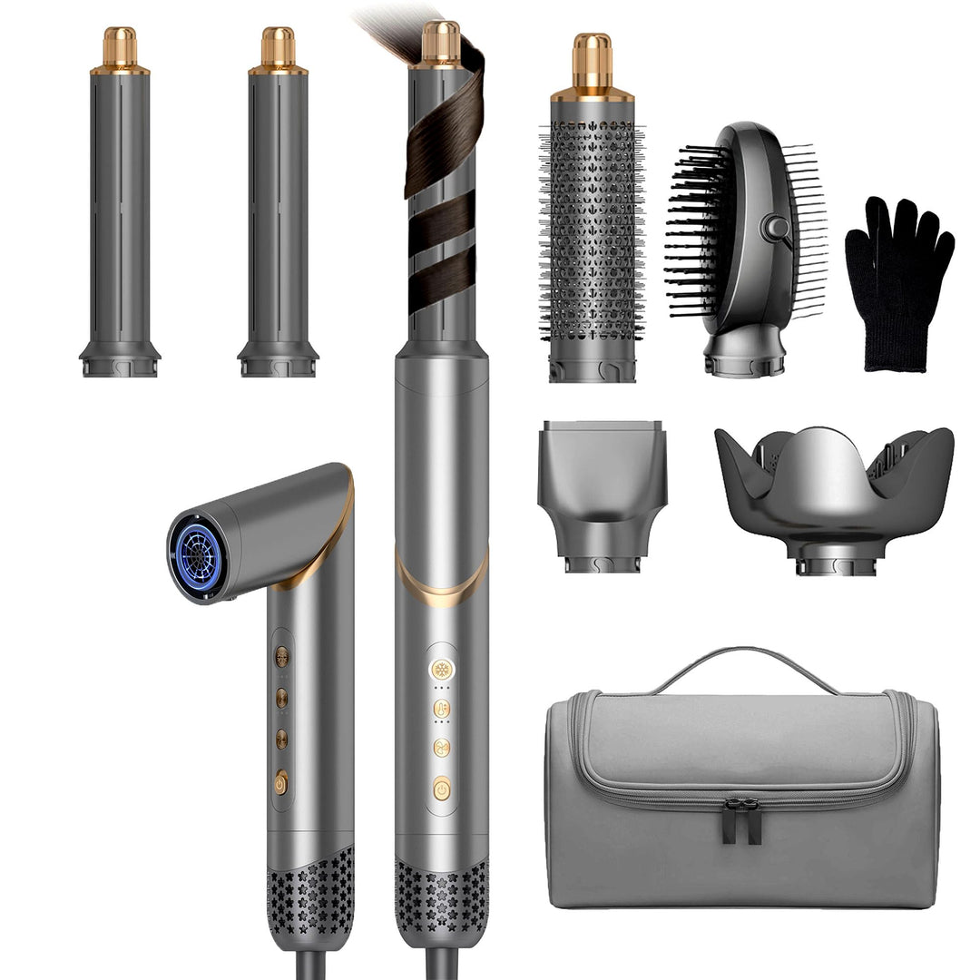 OKWRAP Hair Styler Set, Haarstyler 6 in 1, Multistyler Haare 110000 U/MIN mit Rundbürste Föhn, Diffu