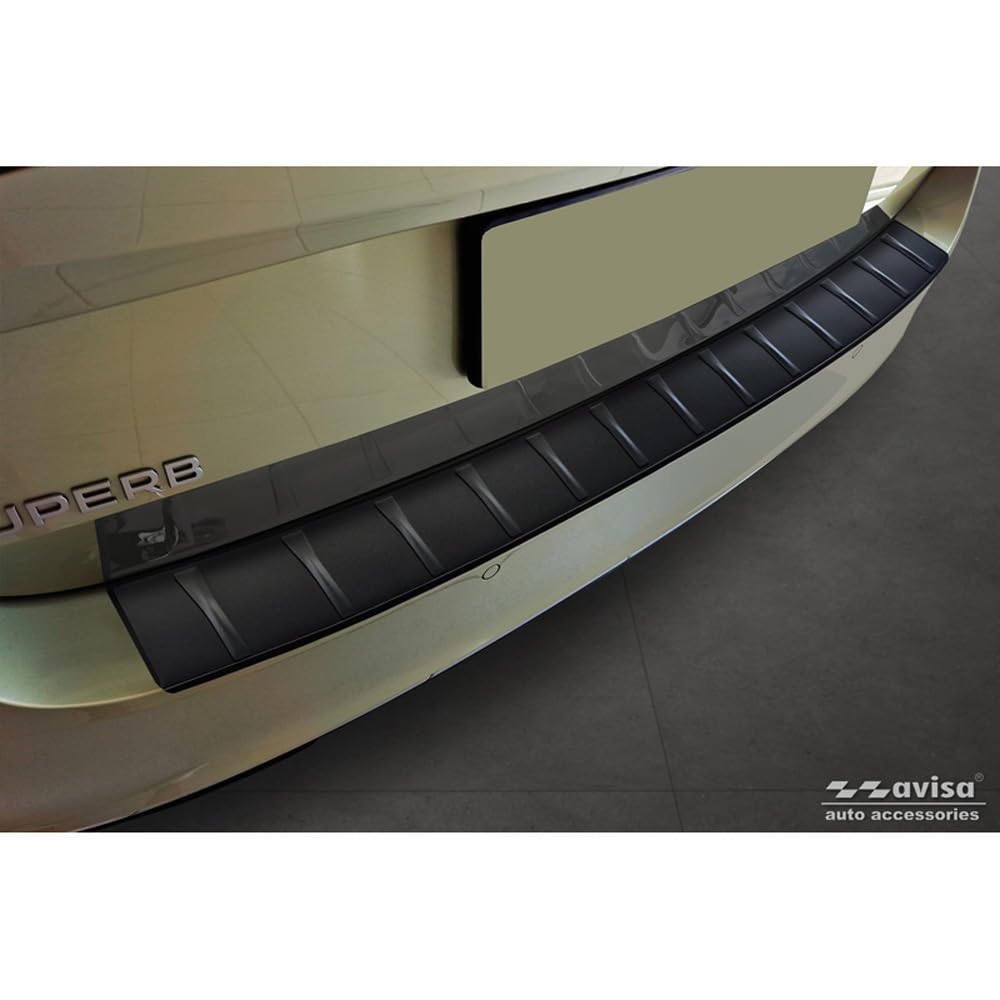Avisa Matt-Schwarz Edelstahl Heckstossstangenschutz kompatibel mit Skoda Superb IV Combi 2023- 'Ribs