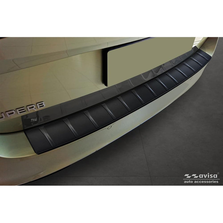 Avisa Matt-Schwarz Edelstahl Heckstossstangenschutz kompatibel mit Skoda Superb IV Combi 2023- 'Ribs