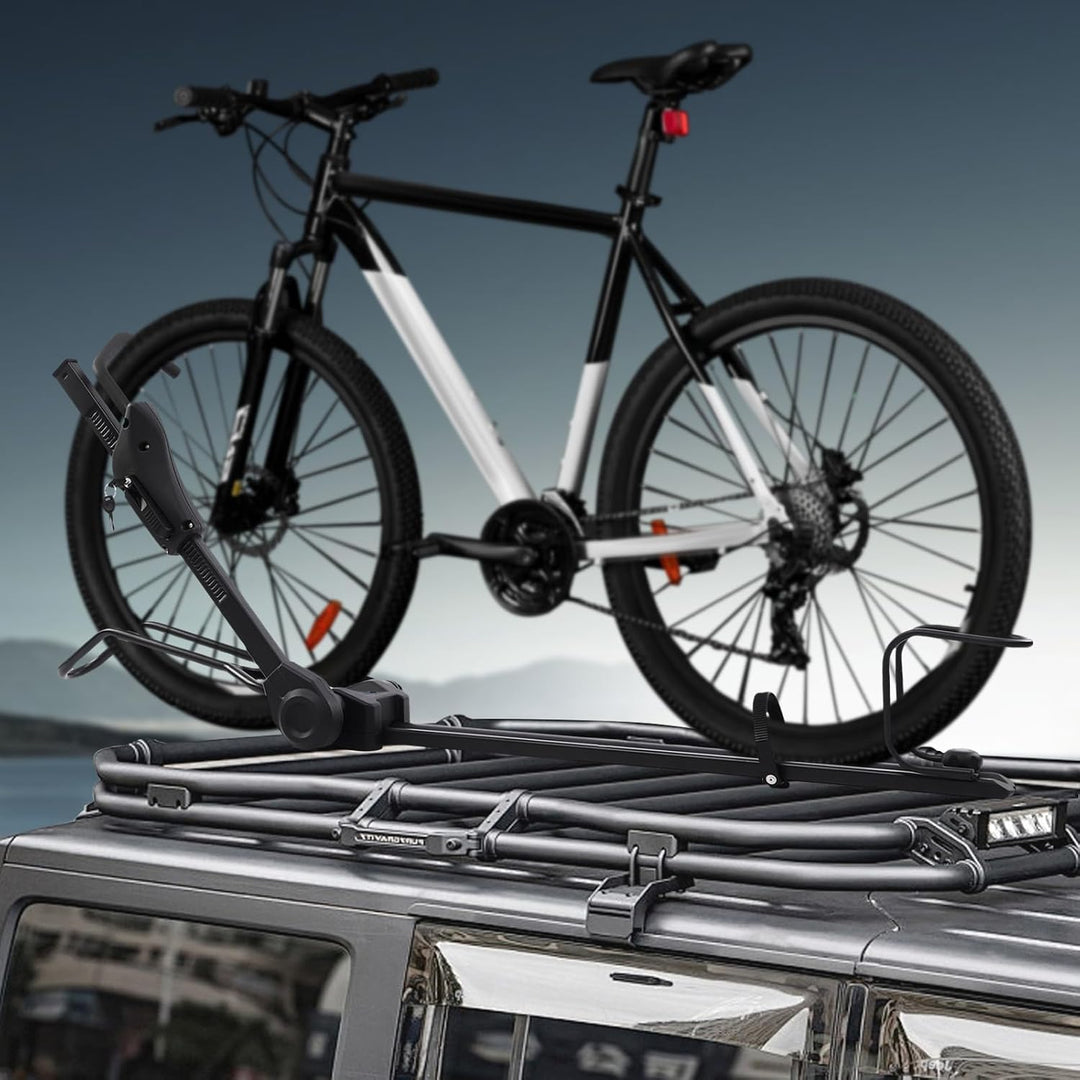 Dach Fahrradträger, 110cm Fahrradrahmenhalter Aluminiumlegierung höhenverstellbar 75-98cm abschliess