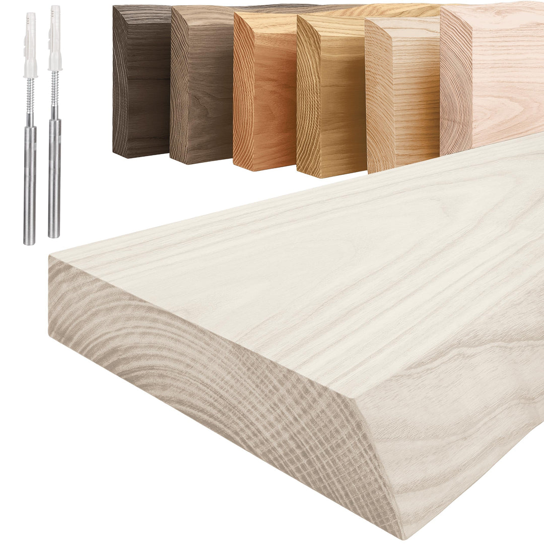 LAMO Manufaktur Schweberegal Holz mit unsichtbarer Befestigung | Wand Regal 80 cm breit für Wohnzimm