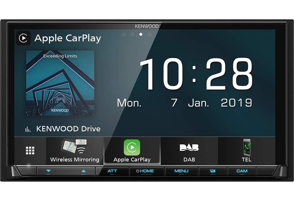 Kenwood DMX8019DABS 17,7 cm WVGA Digital Media Moniceiver mit DAB+, Wireless CarPlay, Android Auto,