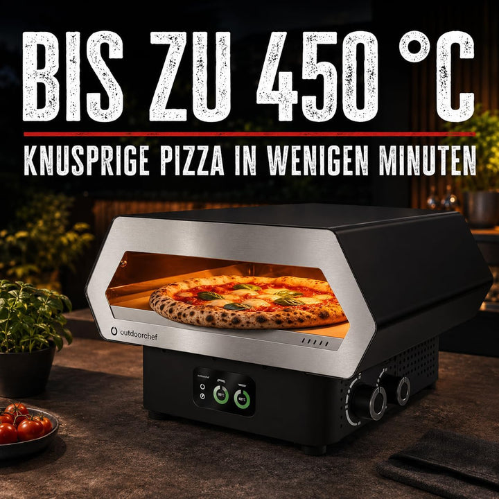 Outdoorchef PRISMO 420 G Gas-Pizzaofen – bis 450 °C, automatisch rotierender Pizzastein Ø 42 cm, Boo