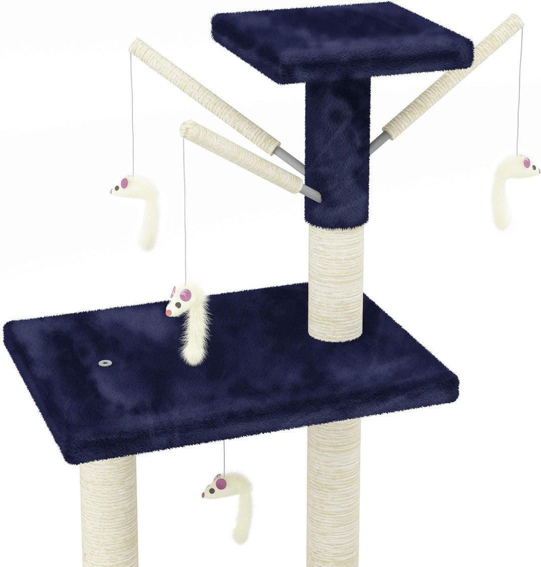 Beltom® KRATZBAUM KATZENKRATZBAUM KLETTERBAUM KATZENBAUM SPIELBAUM 140 cm. Park Spiele - Blau, Blau