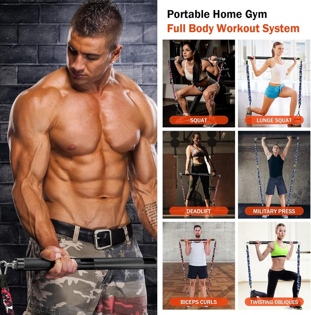 DASKING Tragbares itnessgeräte für zuhause mit 8 bruchfesten, stapelbaren Widerstandsbändern,Home Gy