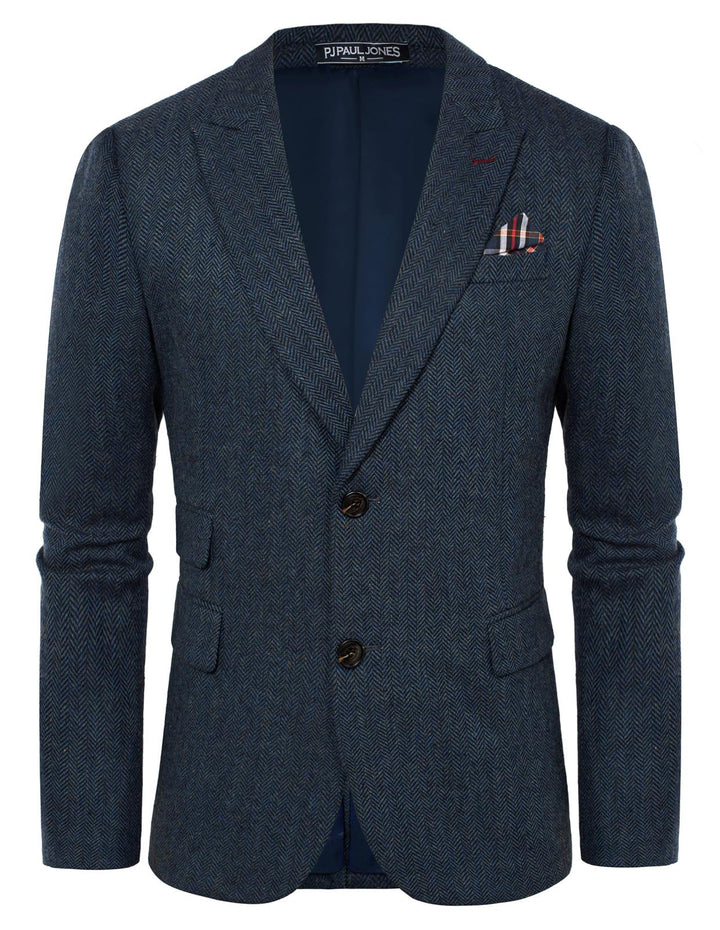 PJ PAUL JONES Sakko Herren Vintage British Blazer 2 Knöpfe Business Anzugjacke Tweed Sakko S Dunkelb