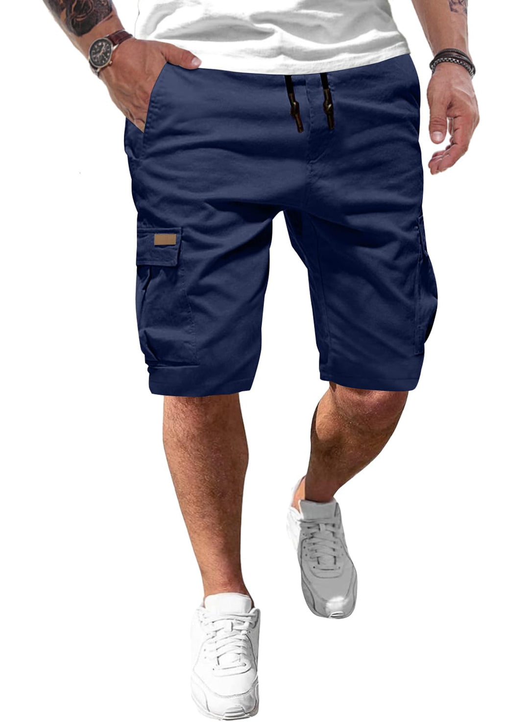 JMIERR Kurze Hosen Herren Baumwolle Cargo Shorts Herren Sommer Freizeithose mit Taschen S B Blau, S