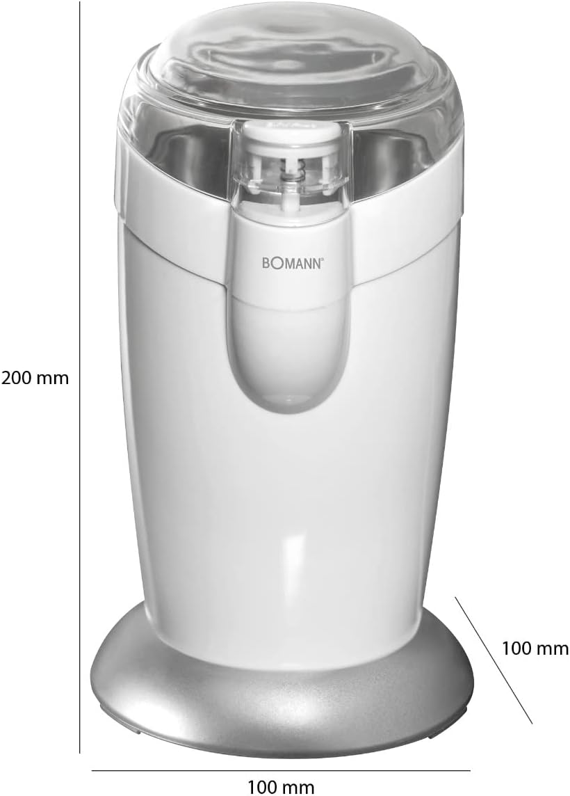 Bomann elektrische Kaffeemühle, Kaffeemühle mit Edelstahlschlagmesser, Fassungsvermögen 40 g, 120-Wa