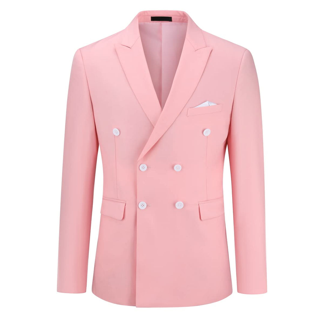 YOUTHUP Herren Sakko Zweireiher Slim Fit Formelle mit Revers Büro Hochzeit Anzugsjacke Blazer S Rosa