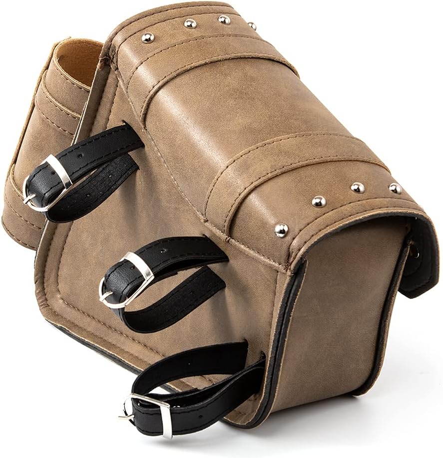 APEBAZY Motorrad-Satteltaschen - Braunes PU-Leder Schwingentasche Seitentaschen Dreieckige Gepäcktas