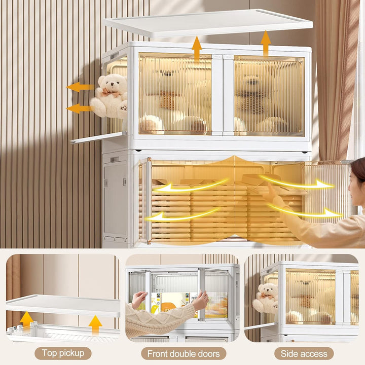 Ergocar Faltbare Aufbewahrungsbox, Stapelbare Kunststoff Aufbewahrungsbox mit Rollen, Fünfseitige Öf