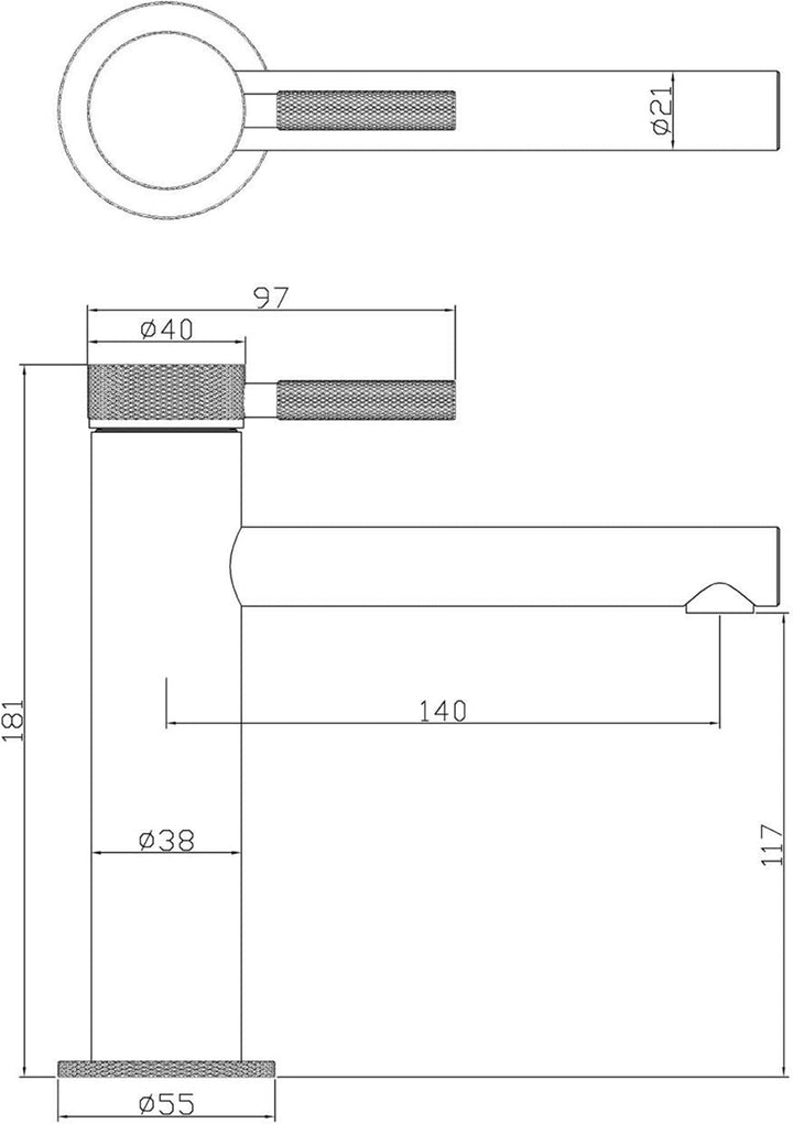 doporro Design Armatur in Schwarz matt Waschbeckenarmatur praktischer Einhebelmischer 18,1 cm hoch W
