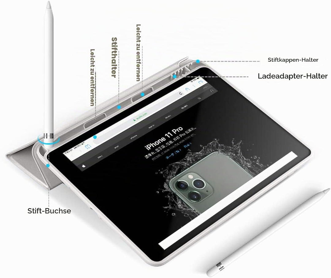 aoub Neues iPad (2019 7. Generation / 2020 8. Generation/2021 9. Generation) 10,2" Hülle mit Stiftha