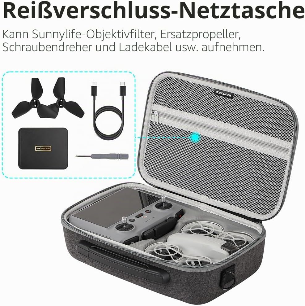 Harte Tragetasche für DJI Neo, kompatibel mit RC 2, Reise-Schutz-Umhängetasche und Zubehör