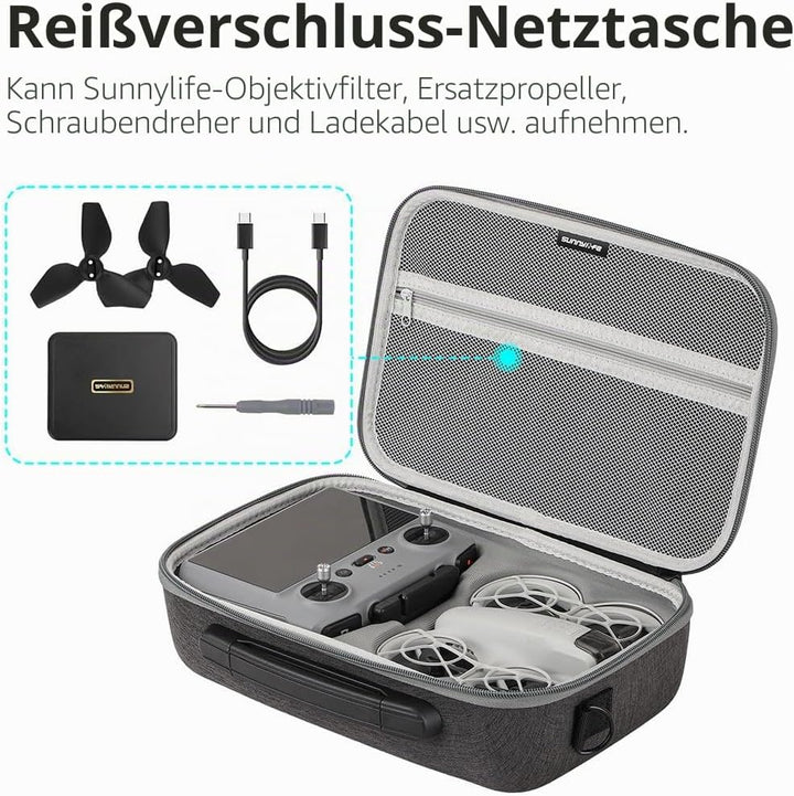 Harte Tragetasche für DJI Neo, kompatibel mit RC 2, Reise-Schutz-Umhängetasche und Zubehör