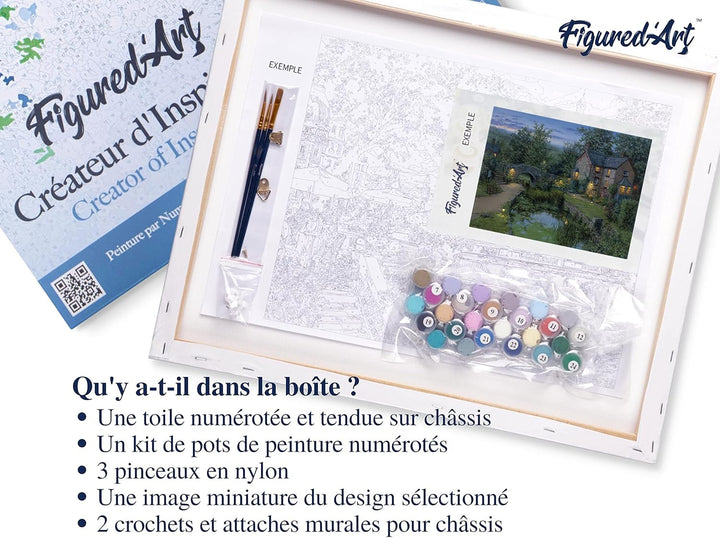 Figured'Art Malen Nach Zahlen Erwachsene Mit Rahmen Altes Landhaus - Paint by Numbers Basteln DIY Ba
