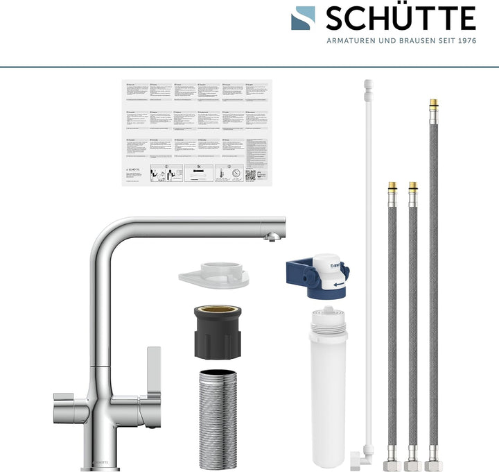 SCHÜTTE AQUASTAR PRO 3-Wege-Filterarmatur, sauberes Trinkwasser direkt aus dem Hahn, Integriertes BW