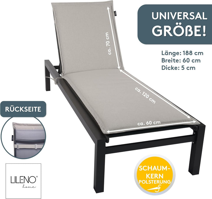 LILENO HOME Sonnenliege Auflage als [1er Set - Rollliege] in Creme - Gartenliegen Auflage perfekt fü