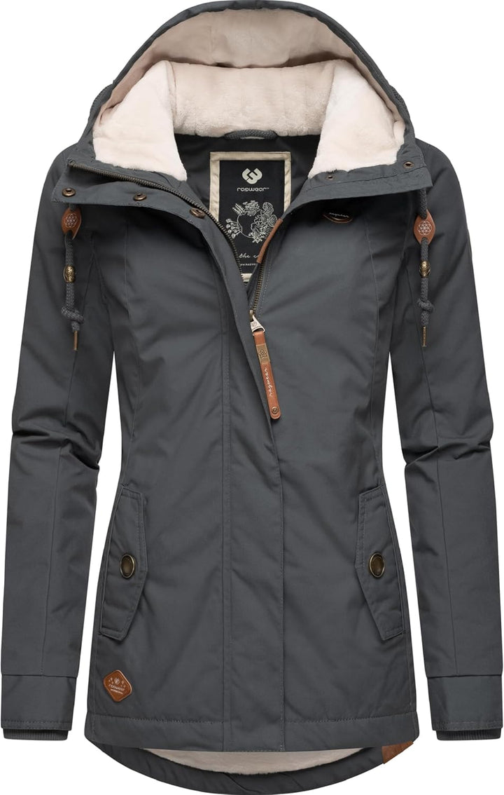 Ragwear Damen warme Winterjacke kurz mit Kapuze Monade XS-6XL S Dark Grey24, S Dark Grey24