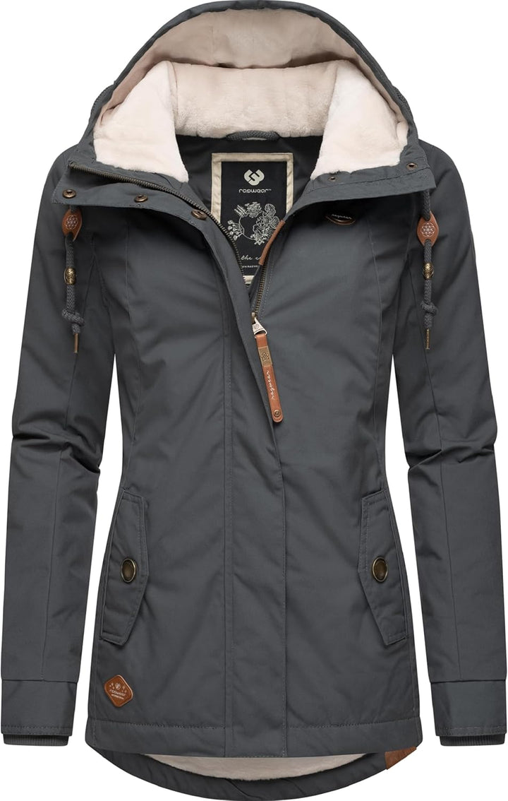 Ragwear Damen warme Winterjacke kurz mit Kapuze Monade XS-6XL M Dark Grey24, M Dark Grey24