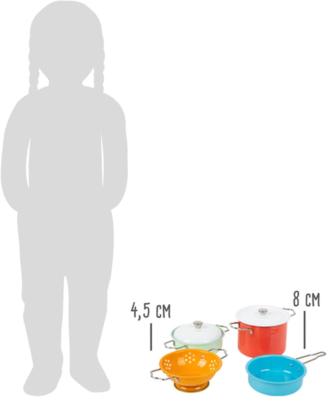 Small Foot Kochgeschirr-Set mit Zubehör aus Metall, für die Spielküche, Rollenspielzeug für Kinder a