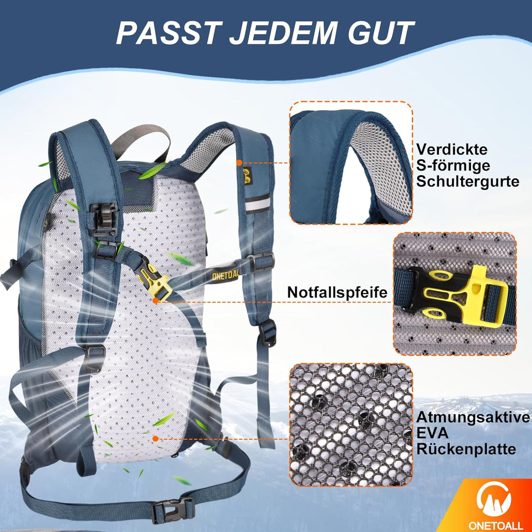 Diebstahlsicherer Wanderrucksack Damen 20L, Leichter Tagesrucksack Herren Klein, Wasserdichter Fahrr
