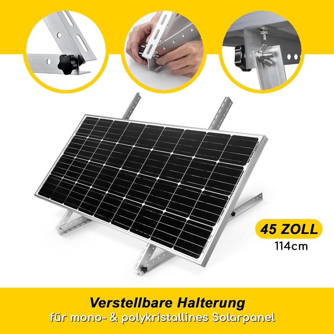 2 Sets Solarpanel Halterung Balkonkraftwerk | Solarmodul Halterung für Solarmodule bis 114cm | Verst