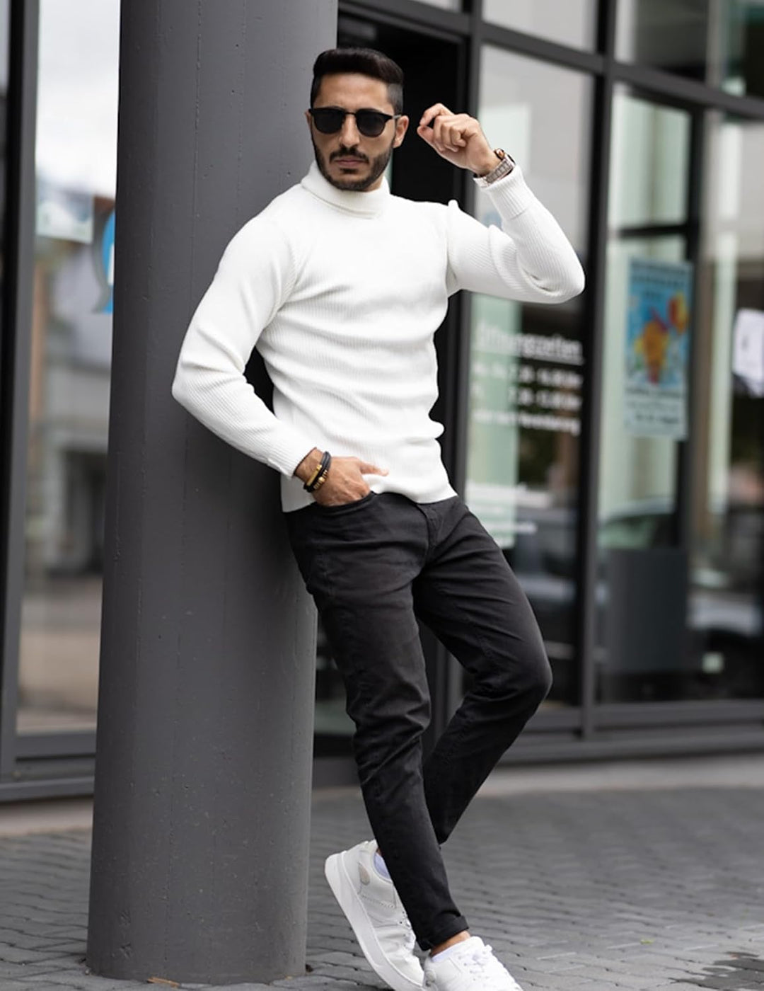 COOFANDY Herren Rollkragen Pullover Langarmshirt Feinstrick Sweater Rollkragen Freizeit Slim fit Bas