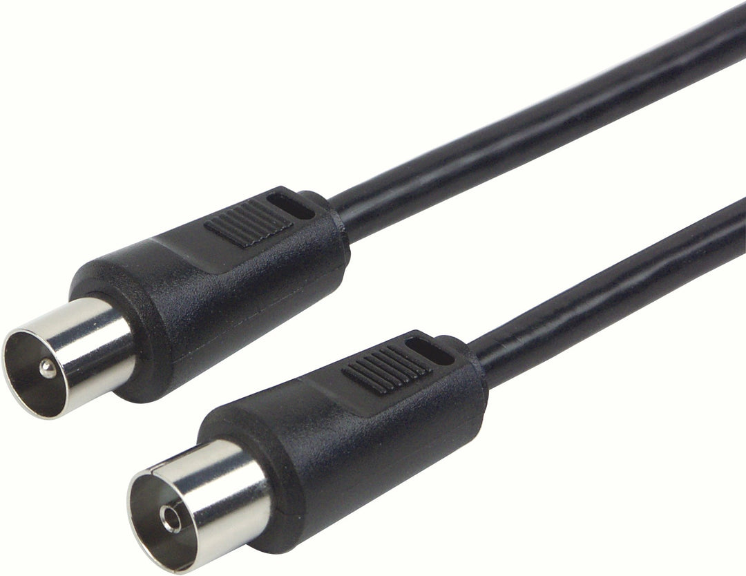 SCHWAIGER Antennen Anschlusskabel 75 dB, 1,5m, schwarz, IEC Stecker > IEC Buchse, 2-fach Schirmung,