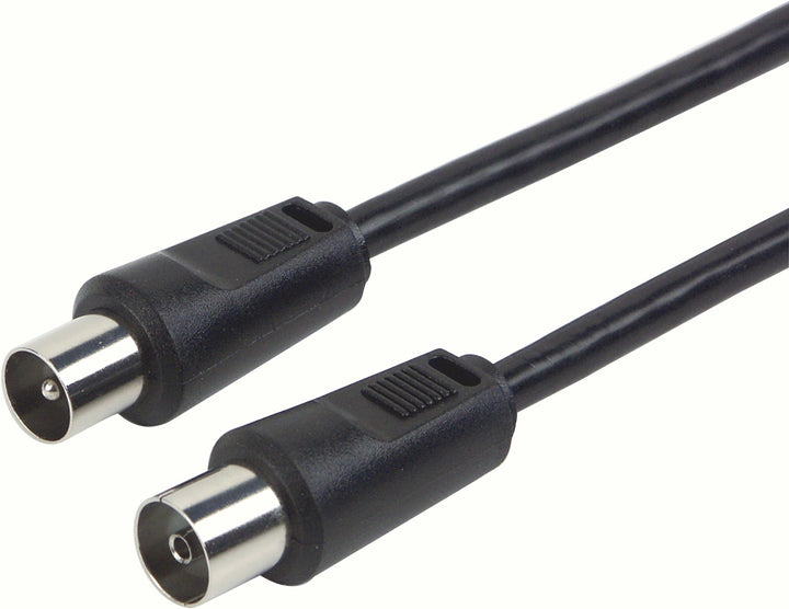 SCHWAIGER Antennen Anschlusskabel 75 dB, 1,5m, schwarz, IEC Stecker > IEC Buchse, 2-fach Schirmung,