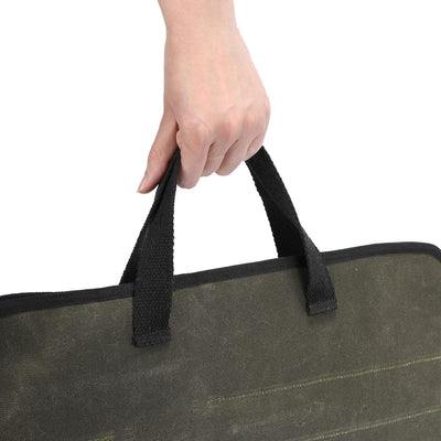 Denifiter Messerrolltasche mit robusten Tragegriff, strapazierfähiges gewachstes Segeltuch(Armeegrün