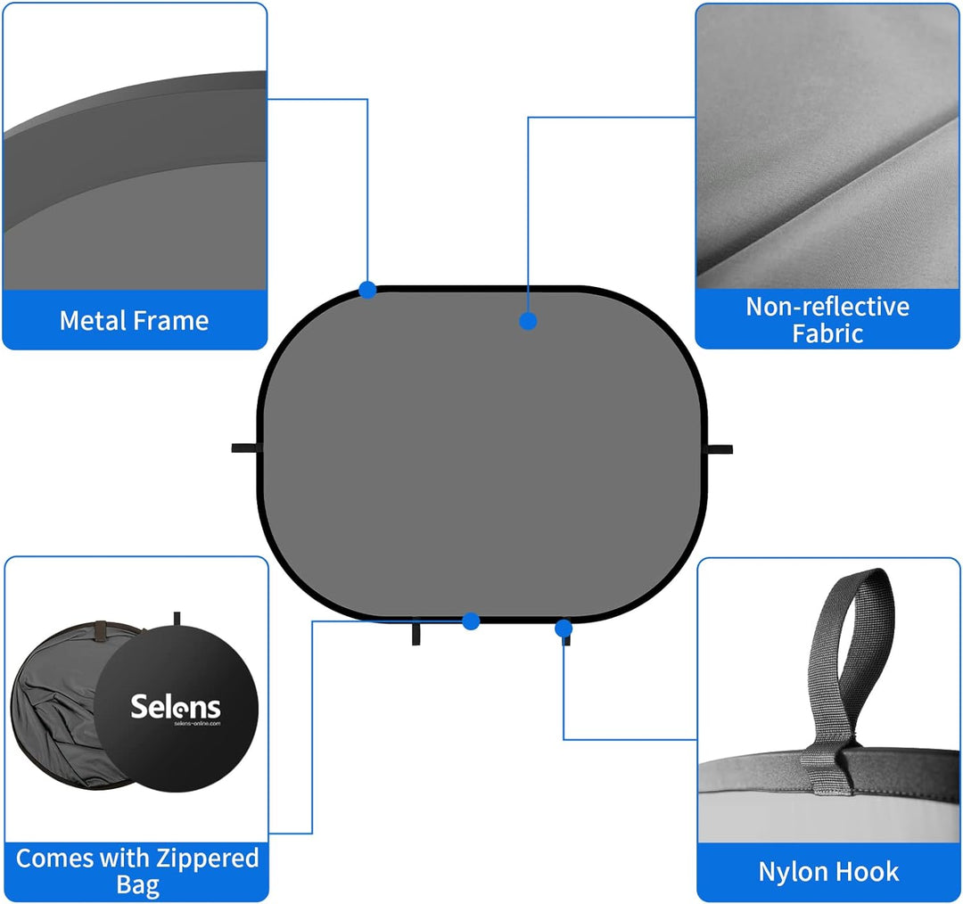 Selens Grau Blau Screen Chromakey Hintergrund, Self Tape Backdrop 150x200cm Pop Up Background Faltba