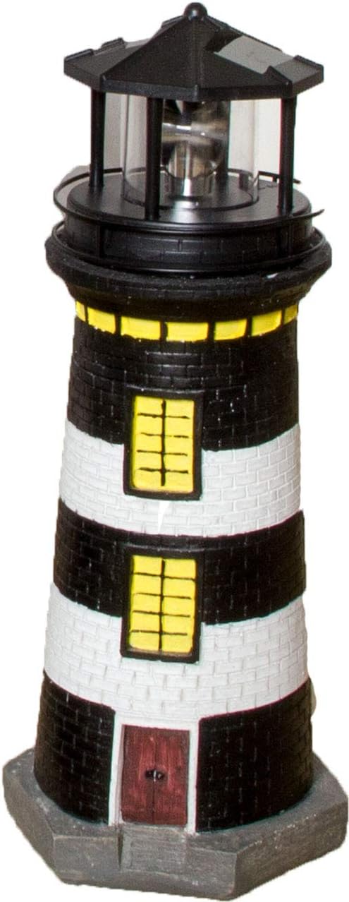 NATIV LED Solar-Leuchtturm mit rotierender Leuchte, handgefertiger Dekoturm für den Aussenbereich, 3