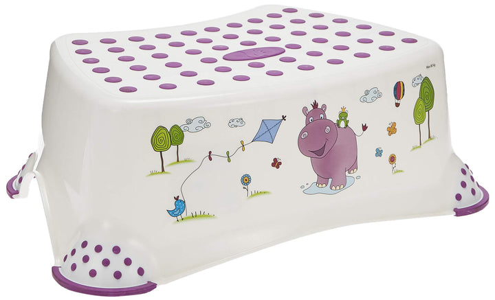keeeper PLASTOREX Tritthocker weiss violett Dekor Nilpferd