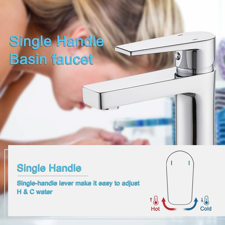 GRICOL Wasserhahn Bad Waschbecken Messing Mischbatterie Einhebelarmatur Badarmaturen Hoch Silber