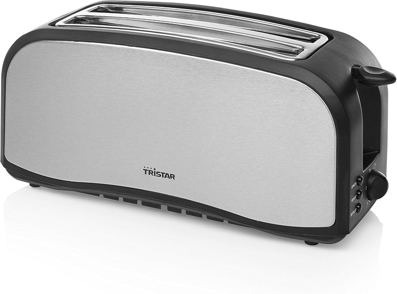 Tristar Edelstahl Toaster mit Brötchenaufsatz - 6 Bräunungsstufen/2 x Langschlitz Toastkammern/herau