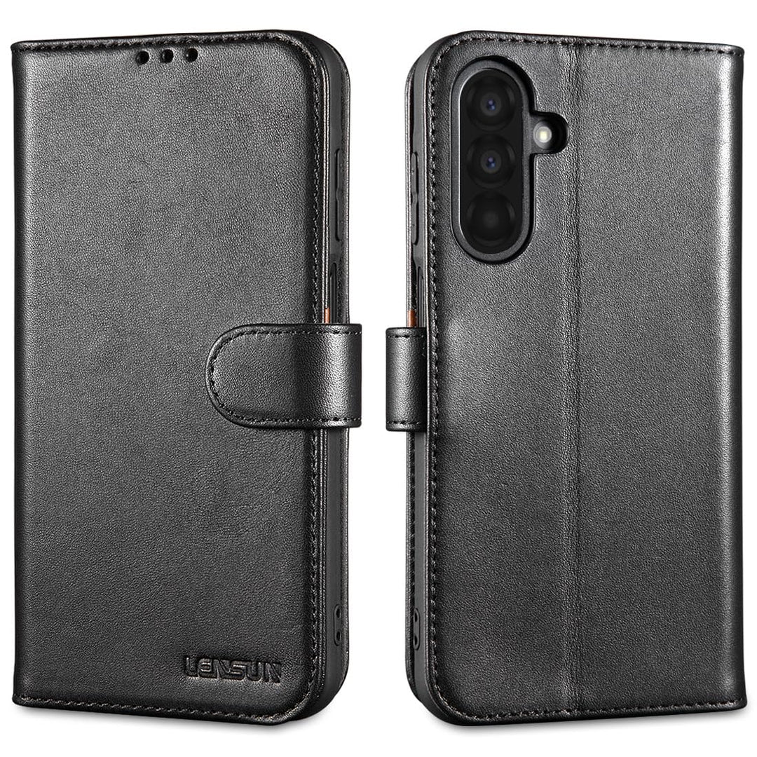LENSUN Echtleder Hülle für Samsung Galaxy A26, Handyhülle [Echtes Leder][Magnetverschluss][RFID Schu