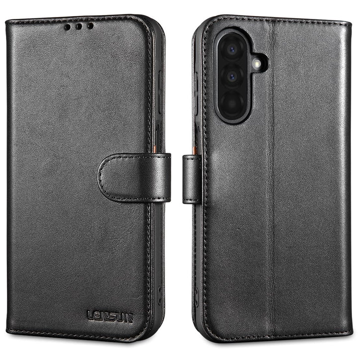 LENSUN Echtleder Hülle für Samsung Galaxy A26, Handyhülle [Echtes Leder][Magnetverschluss][RFID Schu