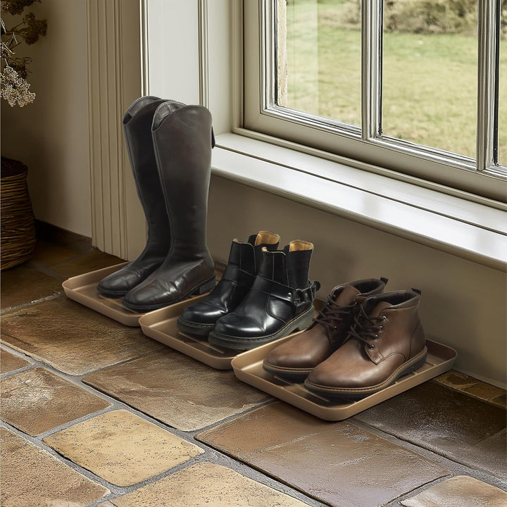 Navaris 3X Schuhabtropfschale Schuhmatte Ablage klein - Schuhablage 35x27x2,5cm mit erhöhtem Rand -