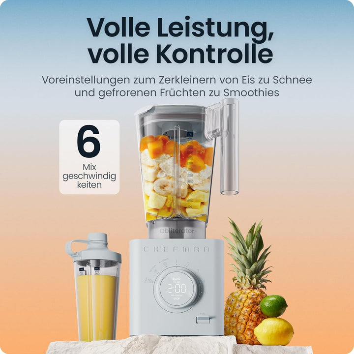 Chefman Obliterator 1.2L Standmixer für Smoothies, 1350W Motor zum Zerkleinern von Eis, Nüssen und g