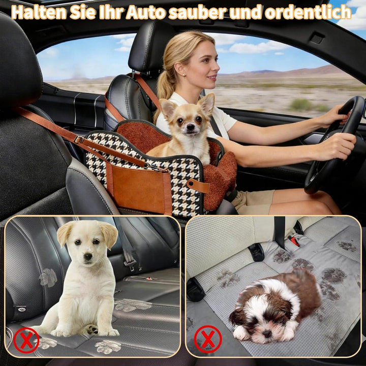 Hunde Autositz für Kleine Hunde & Katzen - Sicher auf Rücksitz, Beifahrersitz & Mittelkonsole mit Do