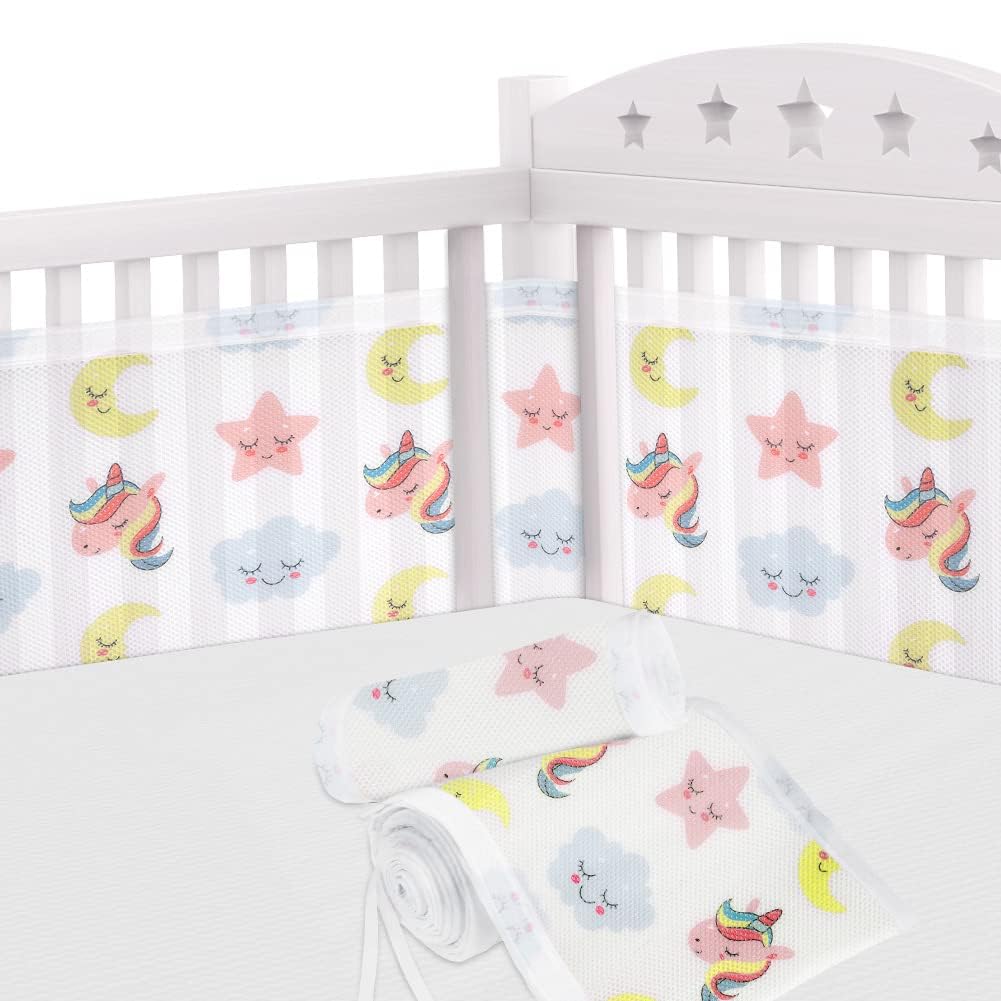 Bettumrandung Babybett, 2 Stück Nestchen für Kinderbetten Kantenschutz Baby Babybett, Atmungsaktive