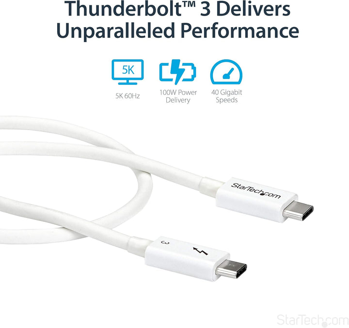 StarTech.com 50cm Passives Thunderbolt 3 Kabel, 40Gbps, 100W PD, 4K/5K Video, Thunderbolt Kabel, Kom